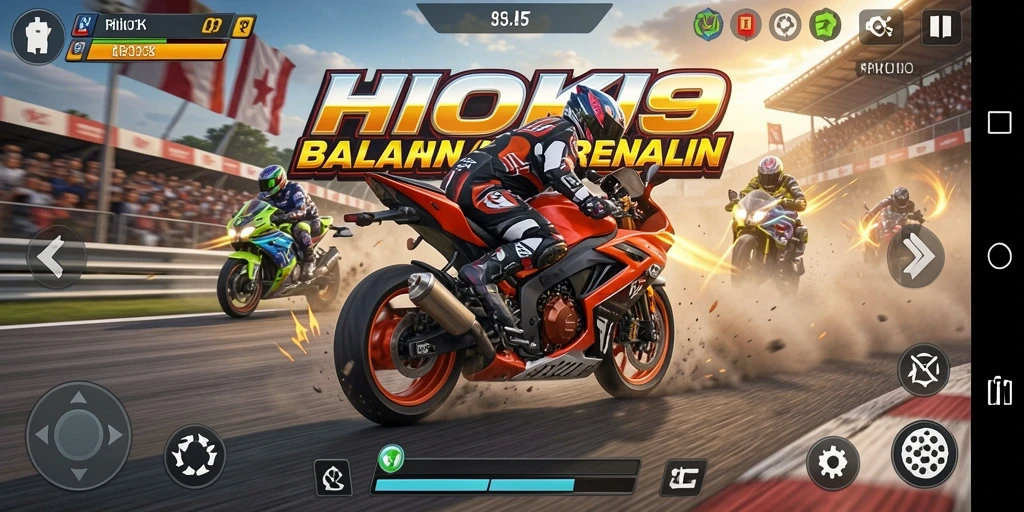 Tampilan balapan motor yang mendebarkan saat bermain HOKI9.