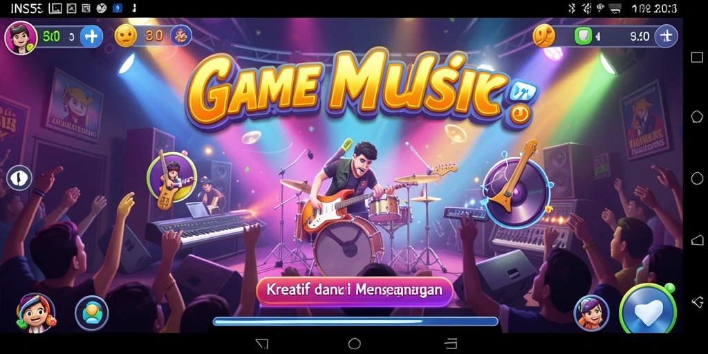 Tampilan gameplay seru dari INS55 dengan variasi musik menarik.
