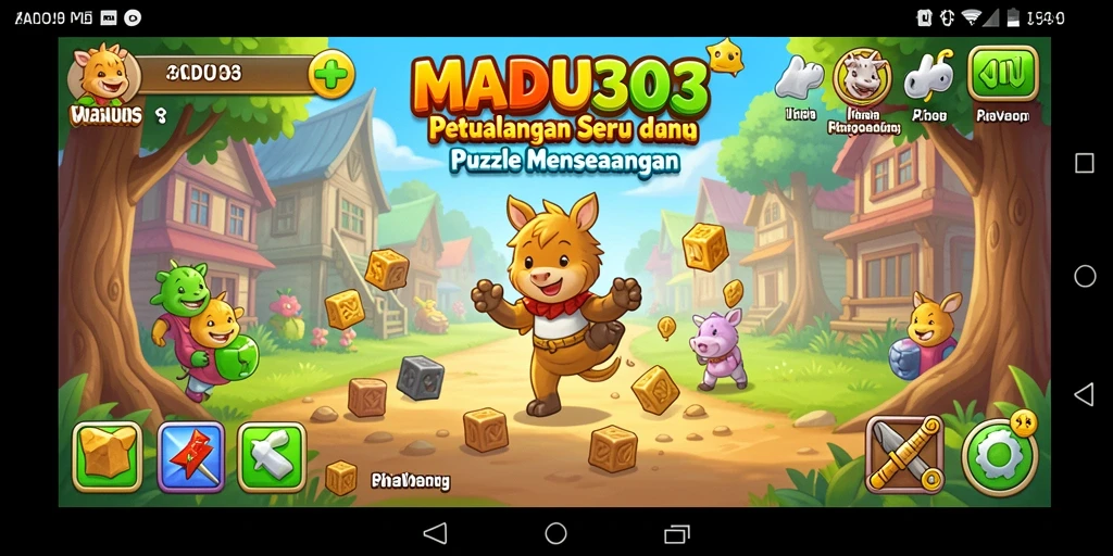 Tampilan gameplay <strong>MADU303</strong> yang penuh warna dan menantang.