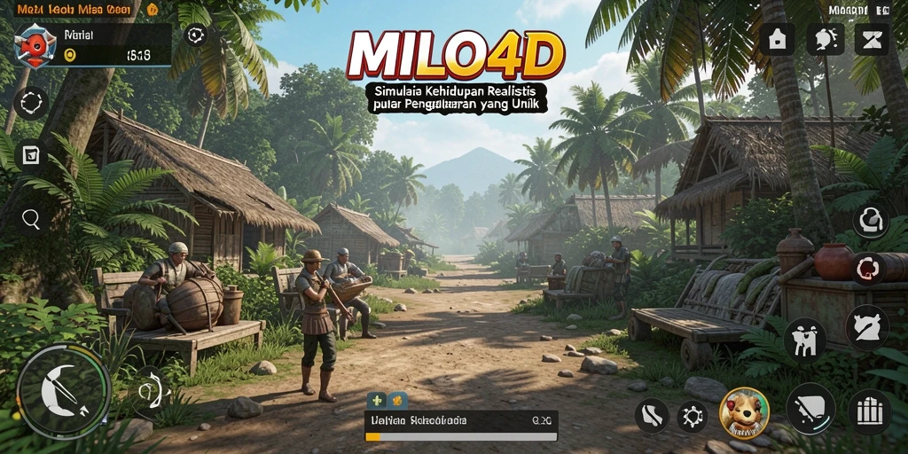 Screenshot utama MILO4D menampilkan gameplay simulasi kehidupan yang mendalam.