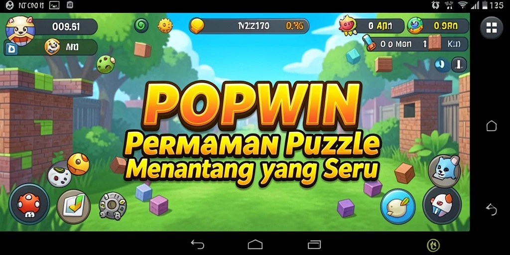 Tampilan gameplay POPWIN dengan tantangan puzzle menarik dan grafis menawan.